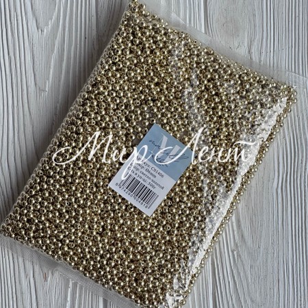 Бусины гальваника, 6 мм, светлое золото, упаковка 500 грамм