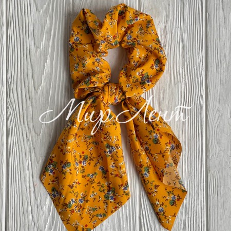 Резинка Твилли жатка в цветочек, 27 см, горчичная, шт.