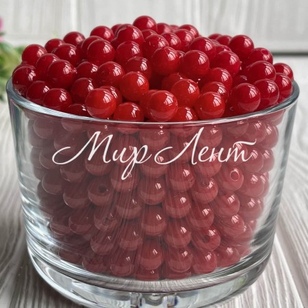 Жемчуг, 8 мм, красный (пластик), упаковка 500 г