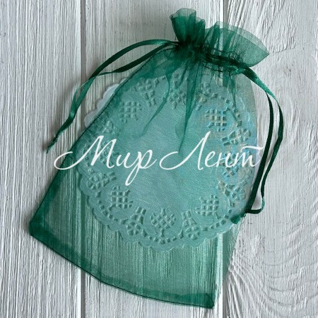 Органзовий мішечок, 13х18 см, темно-зелений, упаковка 100 шт.