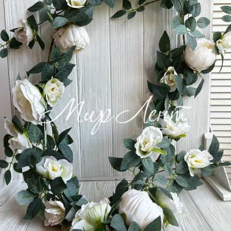 Цветочная лиана, 180 см, белые пионы, шт.