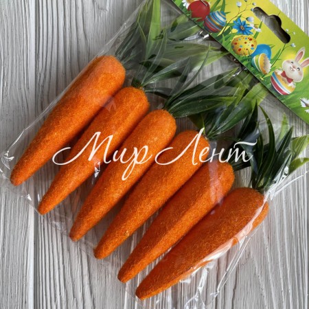 Морковка большая бархатная (L00545), 15 см, оранжевая, набор 6 шт.