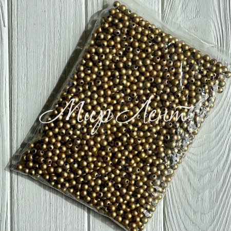 Бусина гальваника (матовая), 8 мм, золото, упаковка 500 г