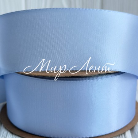 Атлас двусторонний (премиум), 3,8 см, светло-голубой, рулон 23 м