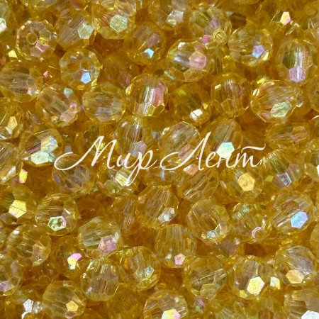 Хрусталь перламутр круглый, 10 мм, желтый, упаковка 500 г