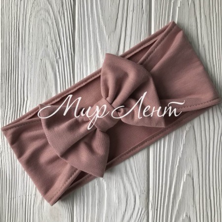 Повязка широкая с бантом, 11 см, пудровый, шт.