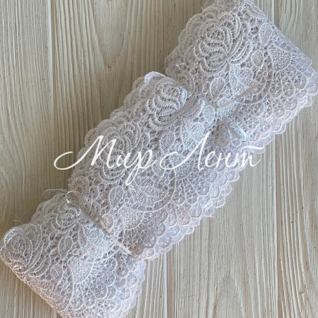 Мереживо макраме троянда широке (KMS-13), 9 см, біле, рулон 9 метрів