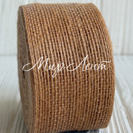 Лента мешковина леска (однотонная), 4 см, мокко, рулон 10 м