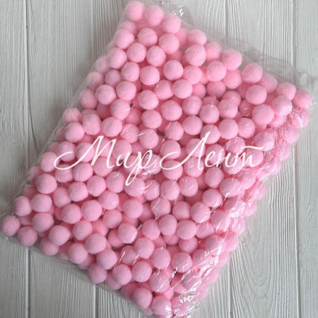 Помпоны бархатные (пастельные), 2,5 см, розовые, упаковка 250 шт.