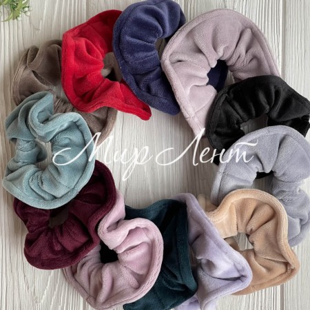 Скранч велюр кантик (набор), 11 см, разноцветный, набор 12 шт.