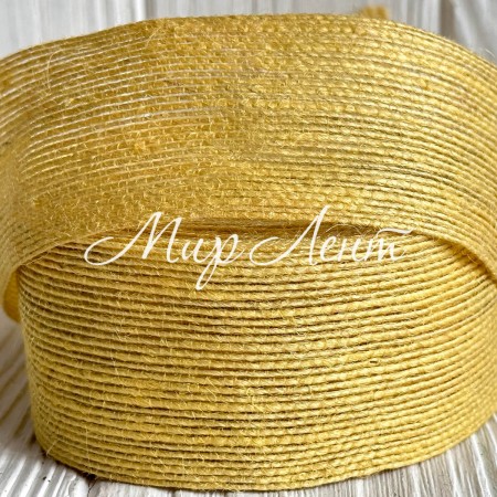 Лента мешковина леска (однотонная), 4 см, желтая, рулон 9 м