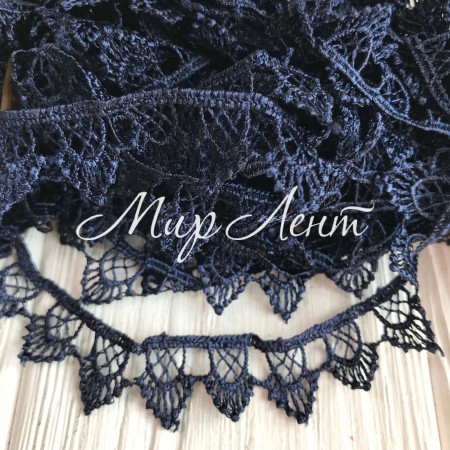 Кружево макраме "Софи", 1,8 см, сапфировое, рулон 9 м