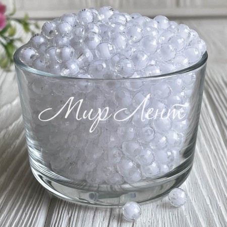 Бусина пластик с белой серединкой, 8 мм, белая, упаковка 500 г