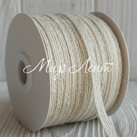 Тесьма-мешковина, 0,6 см, белая, рулон 50 м
