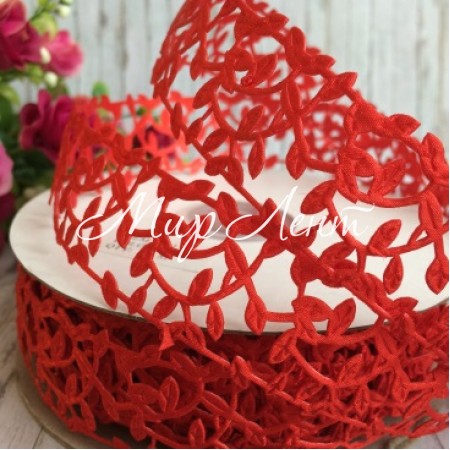 Кружевная лента Лавель, 3 см, красный, рулон  20 м