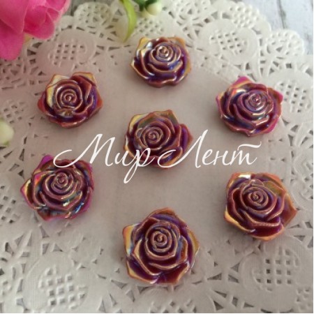 Серединка роза с перламутром, 19 мм, бургунди, упаковка 200 шт.
