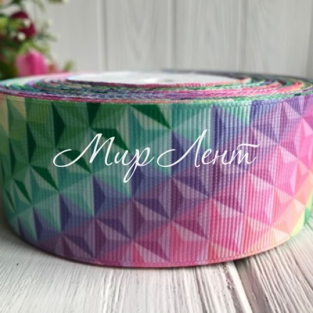 Репс 4 см, диагональные пастельные ромбы, рулон 23 м