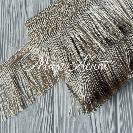 Тісьма з бахромою (D30316), 7 см, ванільно-бежева, рулон 13 м