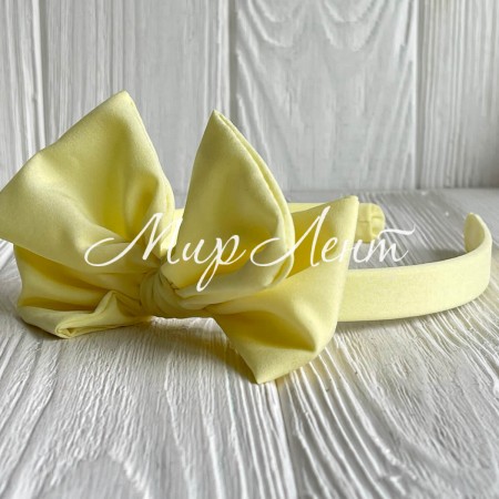 Обруч софт бант в цветочек, 2,5 см, светло-желтый, шт.