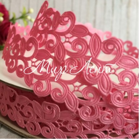 Лента-кружево, 2 см, ярко-розовая, рулон 20 м