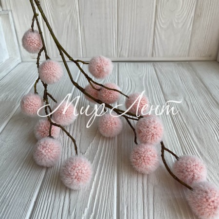Гілка з пухнастими шариками, 65 см, рожевий, шт.
