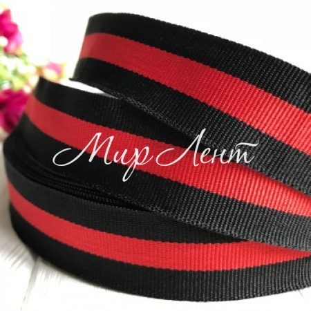 Лента Gucci, 2,5 см, черно-красная полоса, рулон 50 м