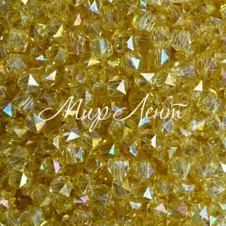 Хрусталь перламутр кубовидный, 8 мм, желтый, упаковка 500 г