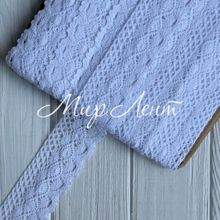 Кружево вязаное (D30259), белое, 5 см, рулон 23 м