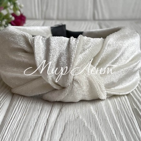 Обруч чалма велюр широкий, 4,5 см, белый, шт.