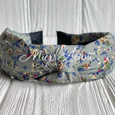 Обруч софт чалма в цветочек, 4 см, серый, шт. 