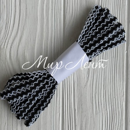 Тесьма цветная с кантом, 1 см, черная, рулон 9 м