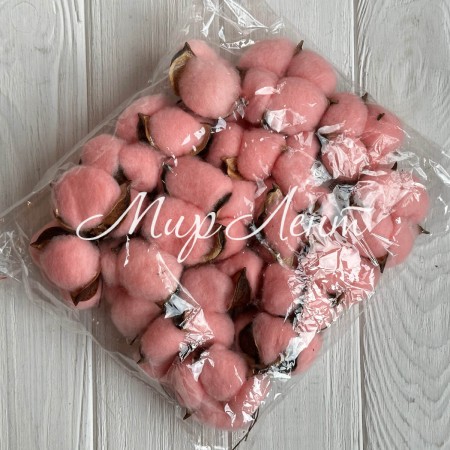 Бавовна стабілізований (коробочка), 5-6 см, рожево-персиковий, упаковка 20 шт.