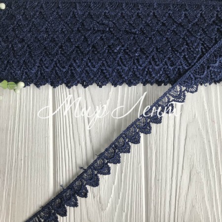 Кружево макраме узкое (TJ-10060), 2,5 см, сапфировый, рулон 9 метров