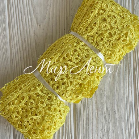 Кружево макраме "Сандра", 7,5 см, желтое, рулон 9 м