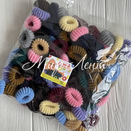 Резинка махровая, 4 см, темный микс, упаковка 100 шт.