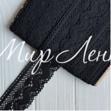 Кружево вязаное (D30257), черное, 6 см, рулон 23 м