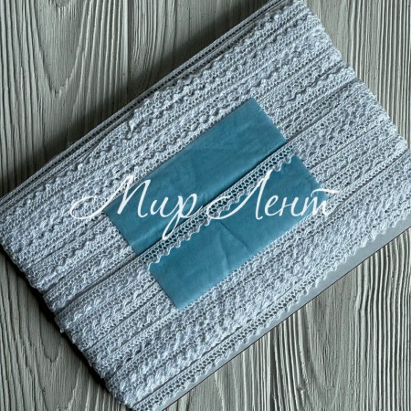 Кружево вязаное (6361-1209В), белое, 12 мм, рулон 45 м