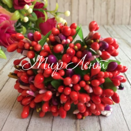 Веточка MIX, коралово-фиолетовая, упаковка 144 шт.