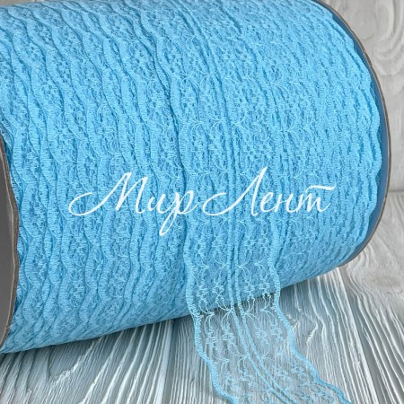 Кружево цветочек, 4,5 см, светло-бирюзовое, (не стрейчевое), бобина 270 м