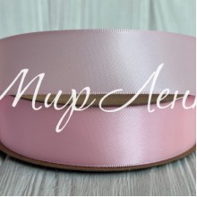 Двусторонняя атласная лента New (премиум), 2,5 см, перламутрово-розовая, рулон 23 м