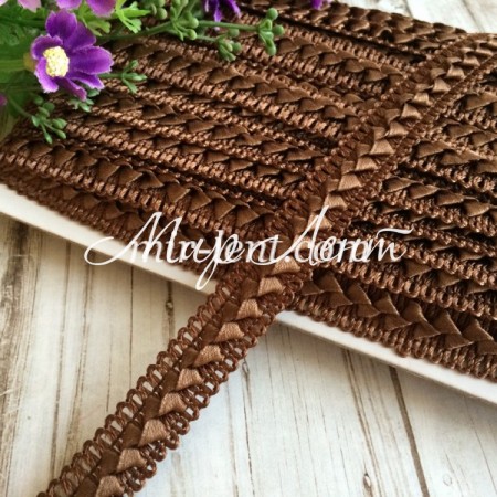 Тесьма самоса, 1,8 см, шоколадный, моток 18 м