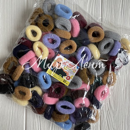 Резинка махровая, 3,5 см, темный микс, упаковка 80 шт.