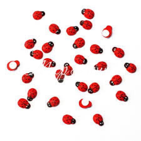 Божья коровка деревянная на липучке, 8 х 10 мм, упаковка 24 шт