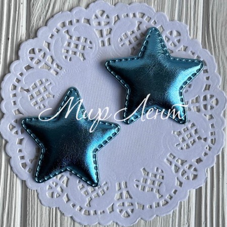 Аплікація/патч, зірочка (екошкіра), 4,8 см, бірюзова, упаковка 20 шт.