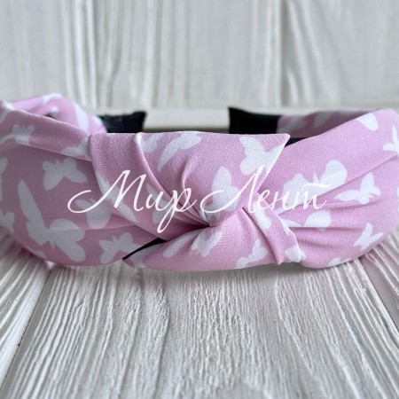 Обруч чалма с бабочками, 4 см, светло-розовый, шт.