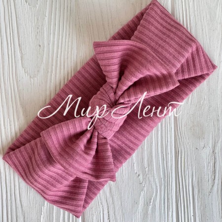 Повязка мустанг (широкая полоска) с бантом, 20х9 см, пудрово-розовый, шт.