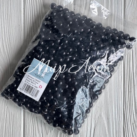 Жемчуг на нити Vip, 12 мм, черный, упаковка 500 г