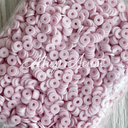 Плоскі намистини, 6 мм, світло-рожеві, маленька упаковка 50 г