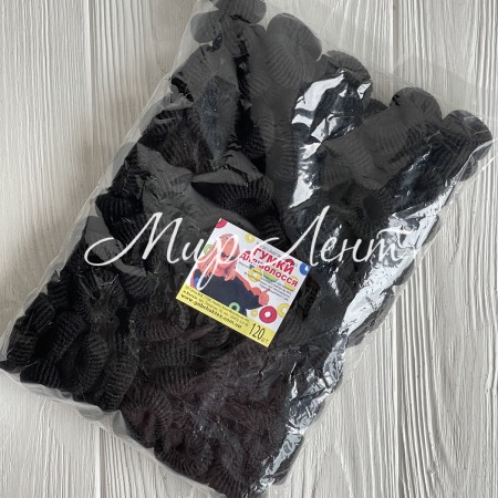 Резинка махровая, 2,5 см, черная, упаковка 120 шт.
