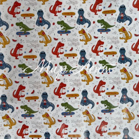 Подарунковий новорічний папір, 70х100 см, кольорові динозаврики, упаковка 2 шт.